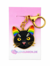 Edler Katzen-Schlüsselanhänger mit Regenbogen-Ohren – Gold-Edition – ProudYou