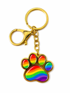 Exklusiver Pfoten Schlüsselanhänger – Regenbogen Pride Edition – Gold-Optik – ProudYou