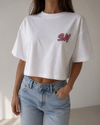 Handmade Crop Top „SLAY“ – Oversize Bio-Baumwolle, bestickt – ProudYou