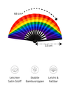 XXL Pride Fächer "Rainbow" – 68 cm Handfächer mit Bambusrippen & lautem Klack-Effekt – ProudYou